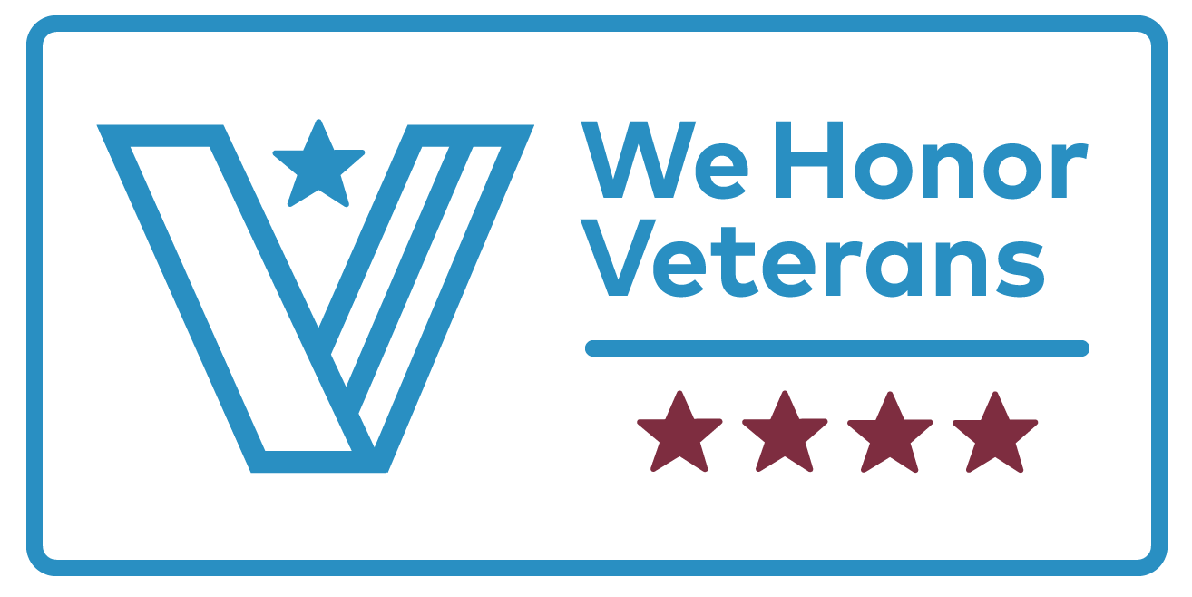 We honor veterans logo statement card with four stars