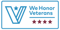 We honor veterans logo statement card with four stars