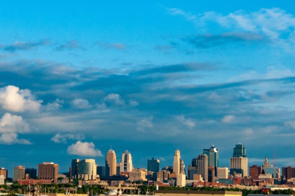 View of medium sized city skyline