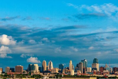 View of medium sized city skyline