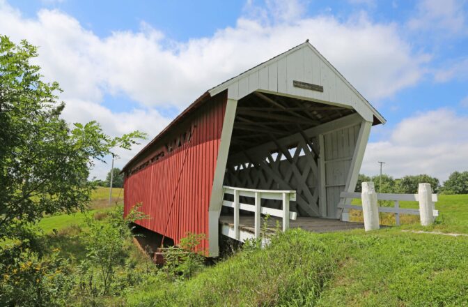 covered bridge on bright day