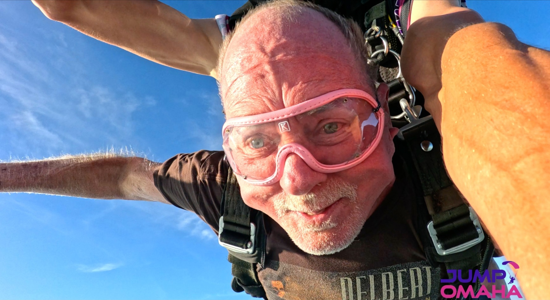 close up of man skydiving